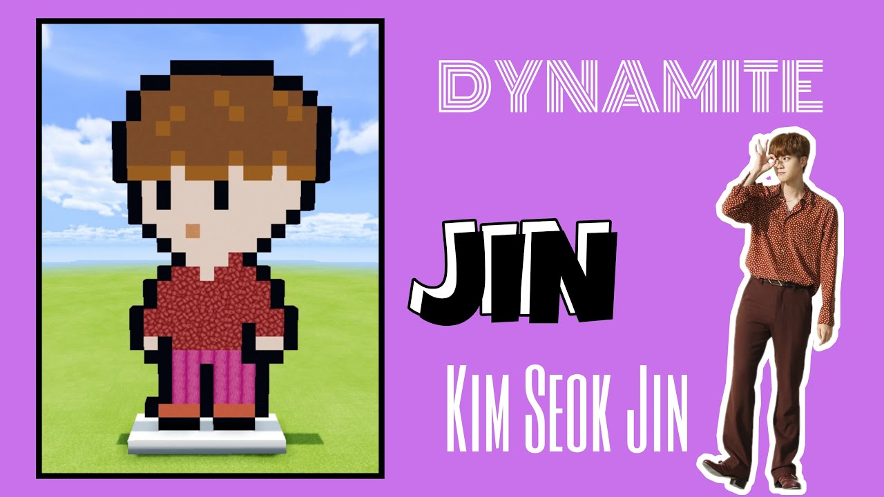 BTS Dynamite - JIN💜 (Pixel Art) || ⚒️🎮 MINECRAFT TUTORIAL - YouTube