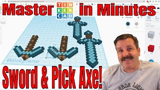 Make your own Tinkercad Minecraft Diamond Pick Axe & Sword in Minutes