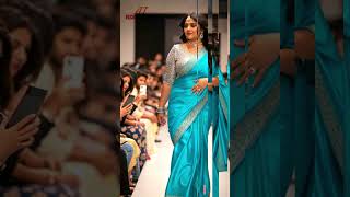 Plus Size Model Steals the Show in a Stunning Turquoise Satin Saree  AI Fashion Show 2025. #saree