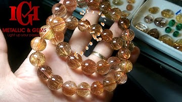 Vòng thạch anh tóc cam đồng ánh titan rực rỡ lung linh siêu trong