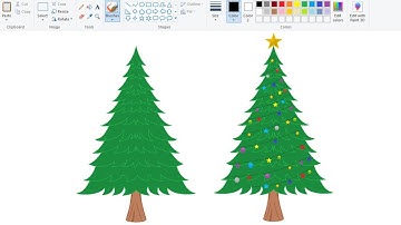 How to draw Christmas Tree in computer using Ms Paint | Xmas Tree Drawing. #christmasdrawing