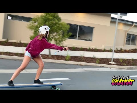 Skateboarding girl CRASH! Riding the altered electric Hamboards skateboard! and FAIL!