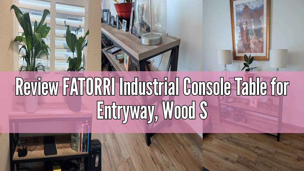 Review FATORRI Industrial Console Table for Entryway, Wood Sofa Table, Rustic Hallway Tables with 3-