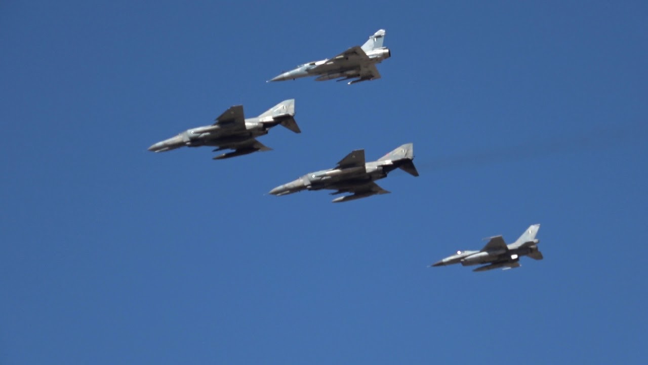 Athens Flying Week 2018 Hellenic Air Force F-4E M-2000 and F-16 Flypast