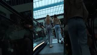 2 Girls Look At Bulge Blonde In The Store Comes Closer, Looks Through The Mirror