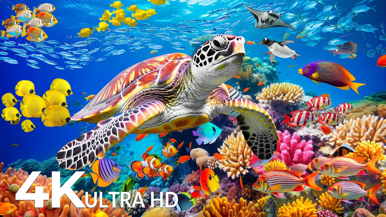 OCEAN 4K 🐳 Sea Animals for Relaxation, Underwater Views with Peaceful ...