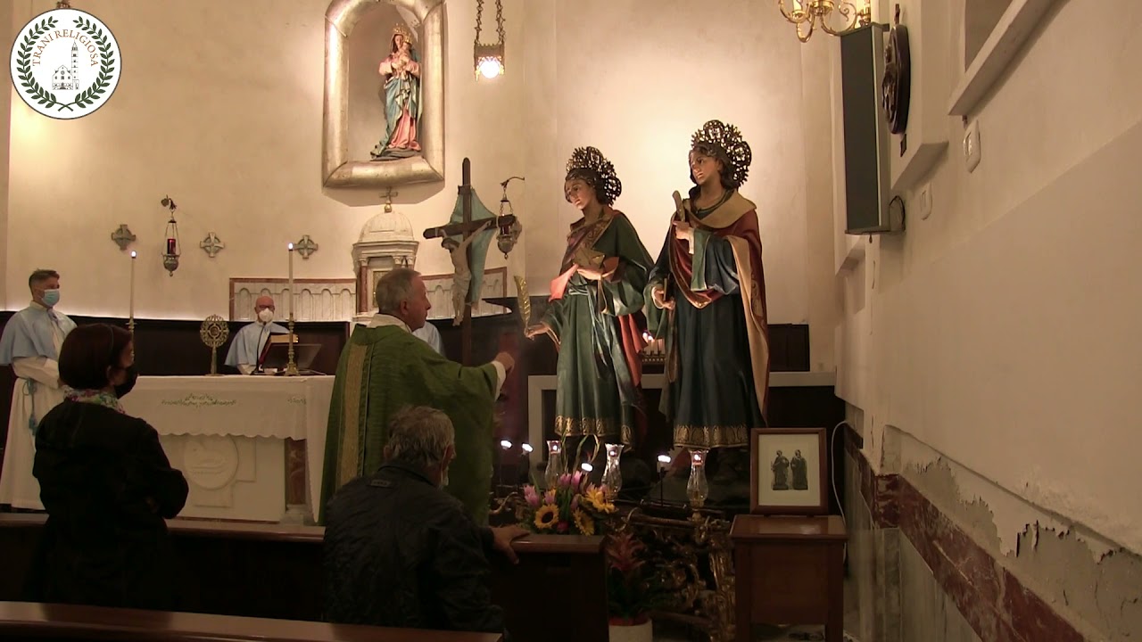 TRANI - Reposizione dei SANTI MEDICI nella nicchia