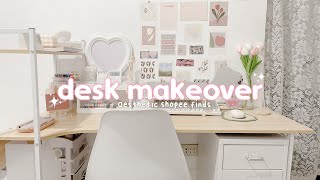 aesthetic desk makeover + shopee finds ️ | pinterest-inspired 