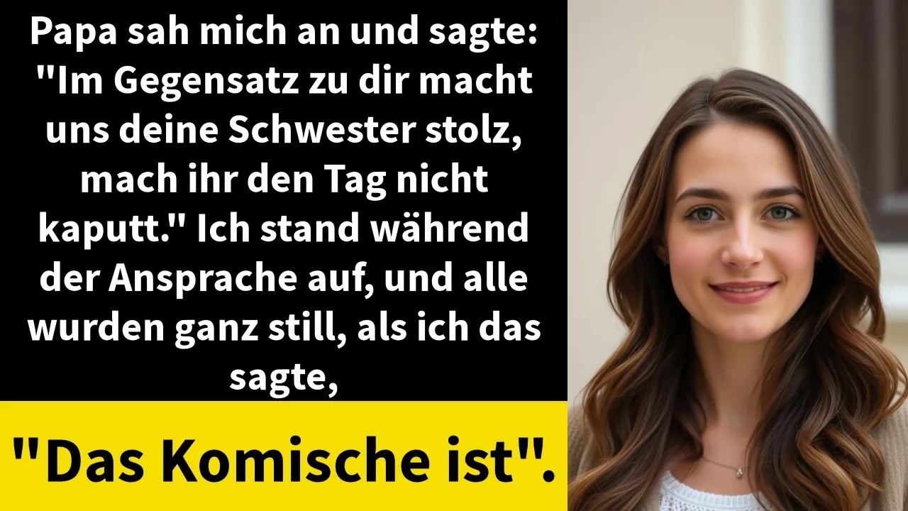 Mein Vater band sich die Krawatte vor dem Spiegel und sah mich nicht einmal an, als er sagte: „Im Gegensatz zu dir macht uns deine Schwester stolz. Mach ihr den Tag nicht kaputt.“ Ich stand in der...