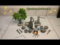 Handmade clay kitchen set 🫖 | Amazing technique Making Miniature clay water handpump , women, tree