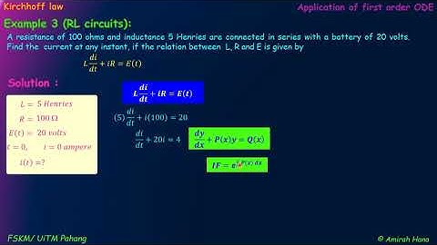 4.5.1c Kirchhoff  Law (RL circuit) Example 3