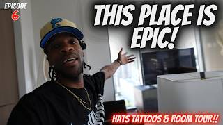 FITTED WITH JAY TATTOO COVER UP DAY 2! AIR BNB TOUR HATS & $4K TATTOO FINISHED LOOK!! EPISODE 6