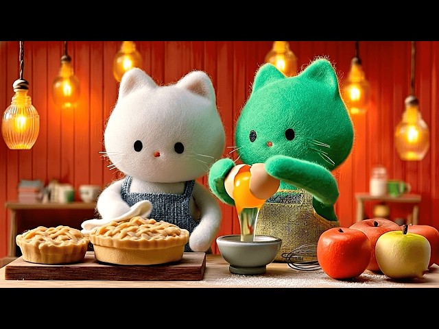 【AI ASMR】A Cat Bakes Autumn Apple Pie 🍎 Cozy Cooking Animation 【ASMR Animation】