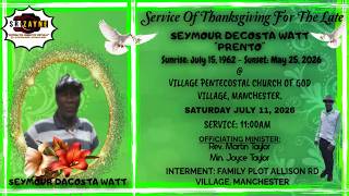 Funeral Service For Seymour Decosta Watt "Prento" @ Village Pentecostal Church. #trending #funeral