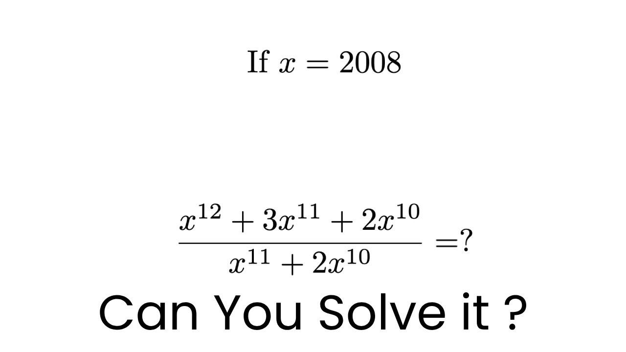 Interesting Algebra Question | Math Olympiad - YouTube