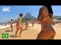 🇧🇷 4K Hot sunny day at Leblon Beach| Bikini Beach in Rio de Janeiro.