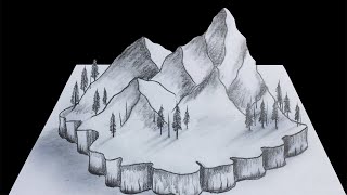 3D Mountain Scenery Drawing