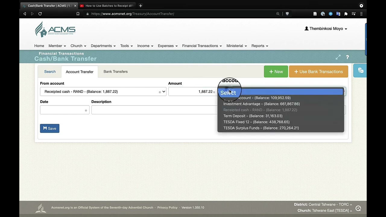 How to Record Bank Deposits of Receipted Cash and other Bank account Transfers