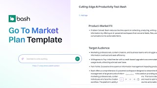 Write with the Go To Market Plan Template | Bash