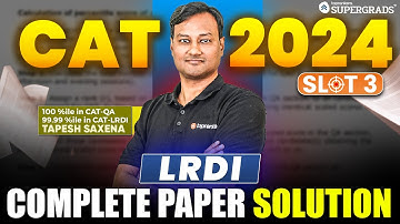 CAT 2024 LRDI Slot 3 Solved Paper ✍🏻| CAT 2024 LRDI Slot 3 Paper Solution With Detailed Explanation🎯