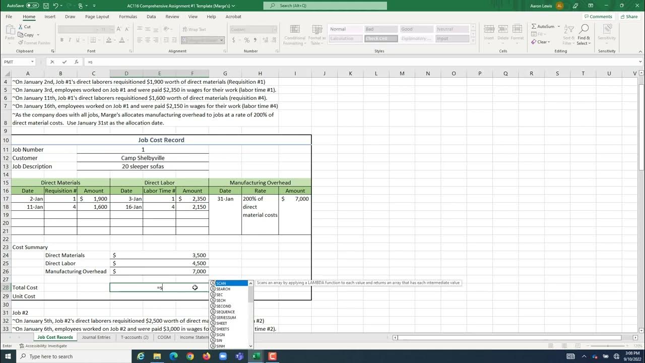 AC116 Comprehensive Assignment 1 Example Problem Part One - YouTube