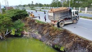 Download Lagu First Start Amazing PROJECT!! LANDFILL Delete Deep CANAL Use Strong Bulldozer \u0026 5Ton Truck. MP3