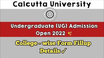 Calcutta University UG Admission 2022 || Form Fillup College wise