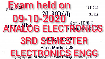 ANALOG ELECTRONICS||QUESTION PAPER(2020)||ELECTRONICS ENGG||3RD SEMESTER