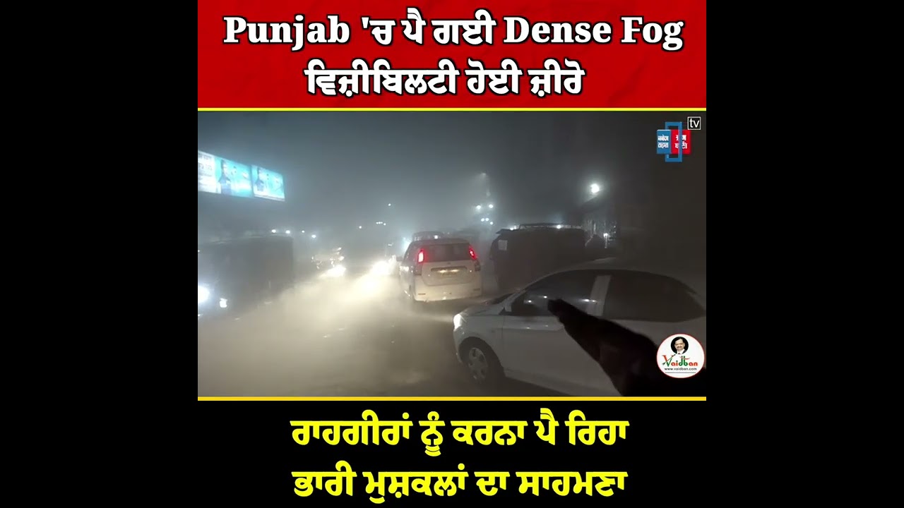 Punjab 'ਚ ਪੈ ਗਈ Dense Fog, ਵਿਜ਼ੀਬਿਲਟੀ ਹੋਈ ਜ਼ੀਰੋ, ਰਾਹਗੀਰਾਂ ਨੂੰ ਕਰਨਾ ਪੈ ਰਿਹਾ ਭਾਰੀ ਮੁਸ਼ਕਲਾਂ ਦਾ ਸਾਹਮਣਾ