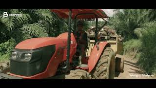 Mekanisasi Perkebunan Kelapa Sawit | Pengangkutan Kelapa Sawit dengan Traktor, Grabber dan Trailer