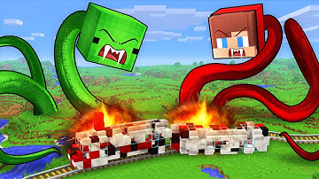 Mikey and JJ SNAKES Attacked The Train in Minecraft (Maizen)