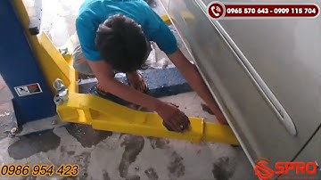 Vận hành và thử tại cầu nâng 2 trụ sửa xe ô tô giằng dưới | spro.vn