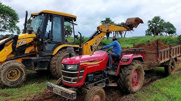 Mahindra Yuvo 415 Di Tractor Pulling loaded Trolley With Mud | JCB 3dx And Tractors Working Video