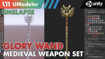 3D Modeling in Unity - Timelapse of Modeling & Unwrapping a Glory Wand of Medieval Weapon Set