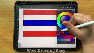 วาดรูป ระบายสี ธงชาติ ไทย | Drawing Colour Thailand flag