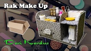 Cara membuat Rak kosmetik dari kardus | DIY makeup organizer