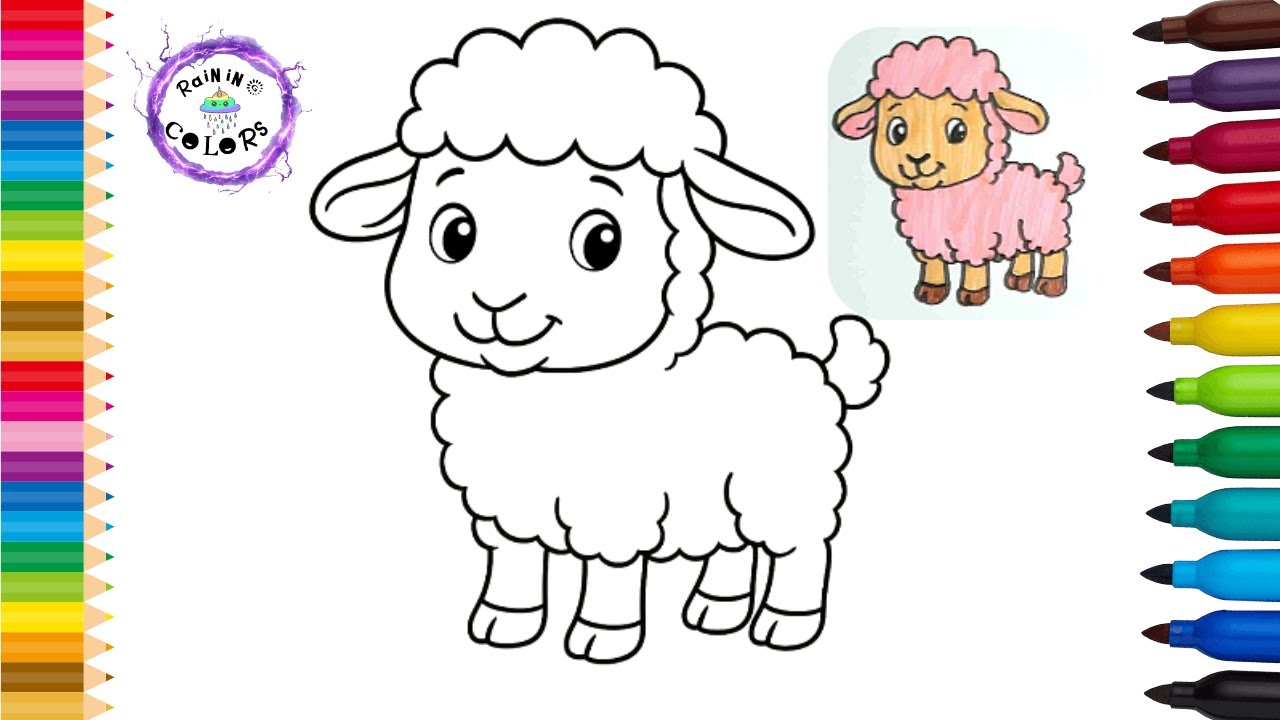 How To Draw A Lamb Pink Cute Easy Drawing And Coloring #lamb # ...