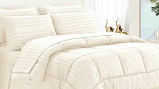 Bed Cover Set Hotel Polos Putih - Salur - Queen Size - 160x200x30cm