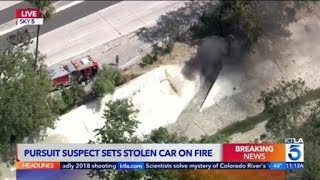Pursuit Suspect Sets Car On Fire In Northeast L.a.