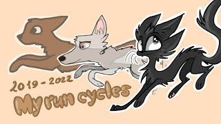 All of my run cycles (2019 to 2022)