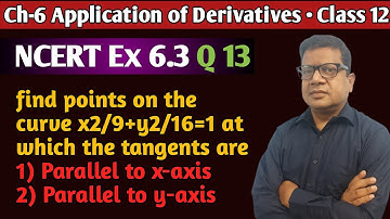 find points on the curve x2/9+y2/16=1 at which the tangents are parallel to x axis y axis