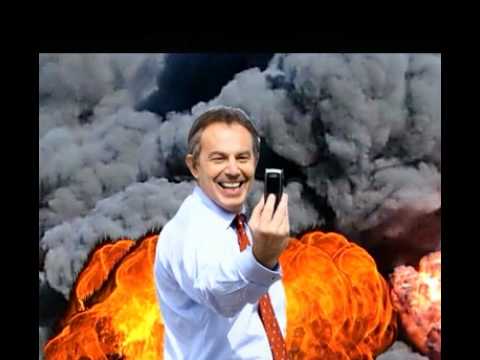 Tony Blair photographs himself with Iraq in flames...