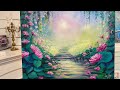 Pretty pink flower garden  step by step acrylic painting tutorial