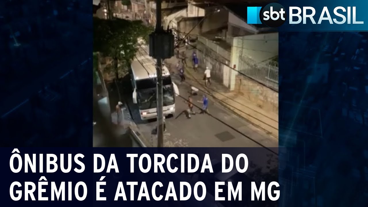 Ônibus da torcida do Grêmio é atacado em Belo Horizonte | SBT Brasil (09/05/22)