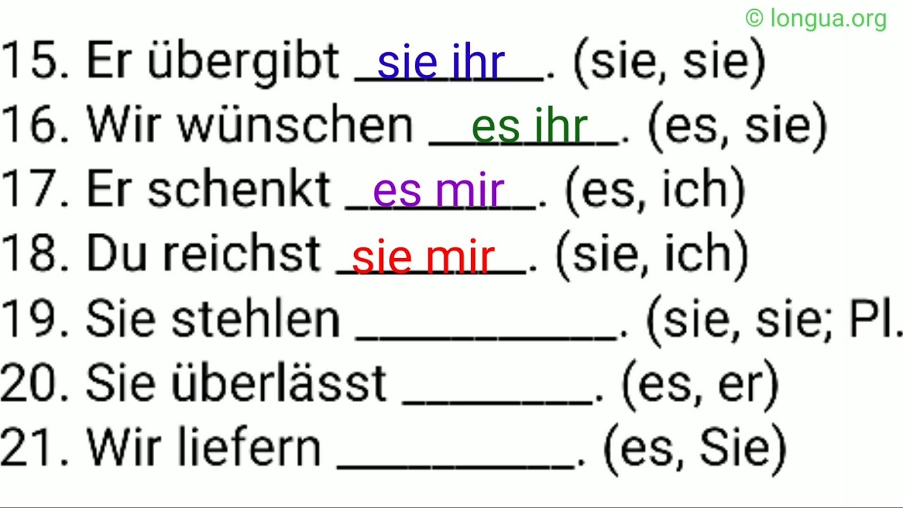 Pronomen, Theorie und Übung, Akkusativ, Dativ, sie ihnen, mich mir ...
