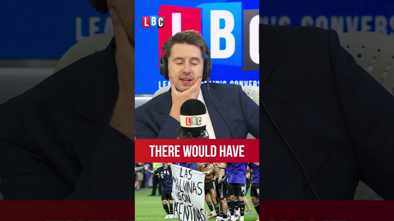 Argentina players celebrate win with 'outrageous' political banner | LBC