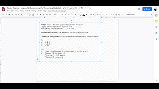 Saxon Algebra 1 Lesson 14 Theoretical Probability of an Event p 74