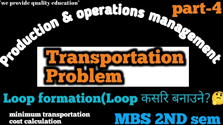 transportation problems || [VAM] & MODI method || MBS 2nd Sem || MBA BBA || part-4, Loop formation