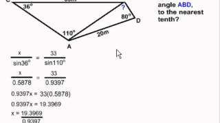 Multiple-Step Sine Law and Cosine Law problems - Example 3