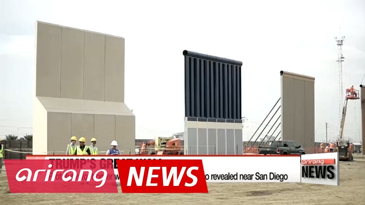 Prototypes for Trump's border wall with Mexico unveiled - YouTube
